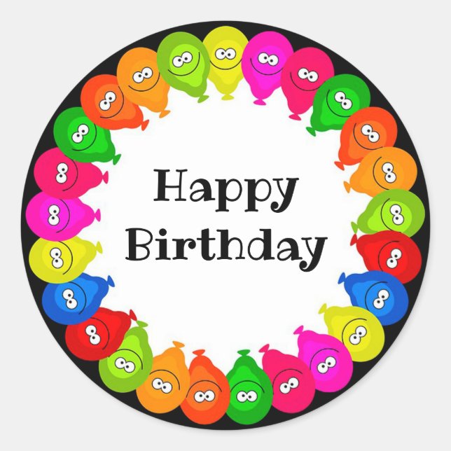 Happy Birthday Classic Round Sticker (Front)
