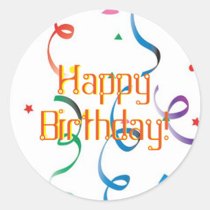 happy birthday classic round sticker