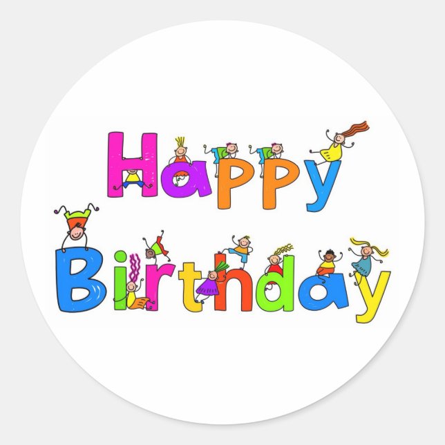 Happy Birthday Classic Round Sticker (Front)