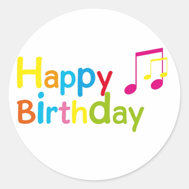 Happy Birthday Classic Round Sticker (Front)