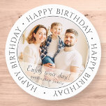 Happy Birthday | Classic Simple Custom Photo Classic Round Sticker<br><div class="desc">This simple and classic design is composed of serif typography and add a custom photo. Use this sticker as a gift tag for the present for the birthday celebrant, </div>