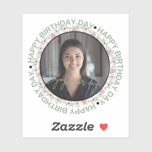 Happy Birthday Classic Simple Custom Photo Round