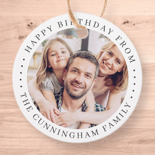 Happy Birthday Classic Simple Family Photo Favour Tags