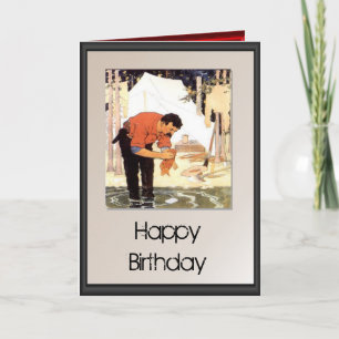 Happy Birthday - Cleaning a fish for supper Card