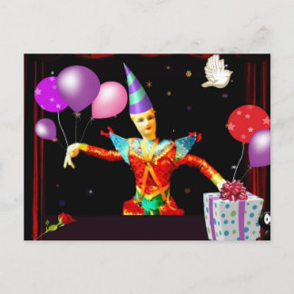 happy birthday clown1 postcard