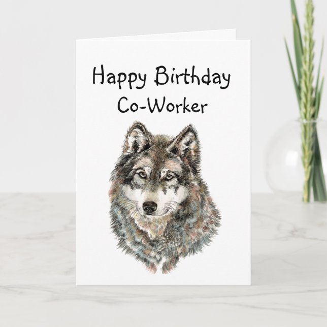 Happy Birthday Co-worker  Humour Wolf, Wolves Card (Front)