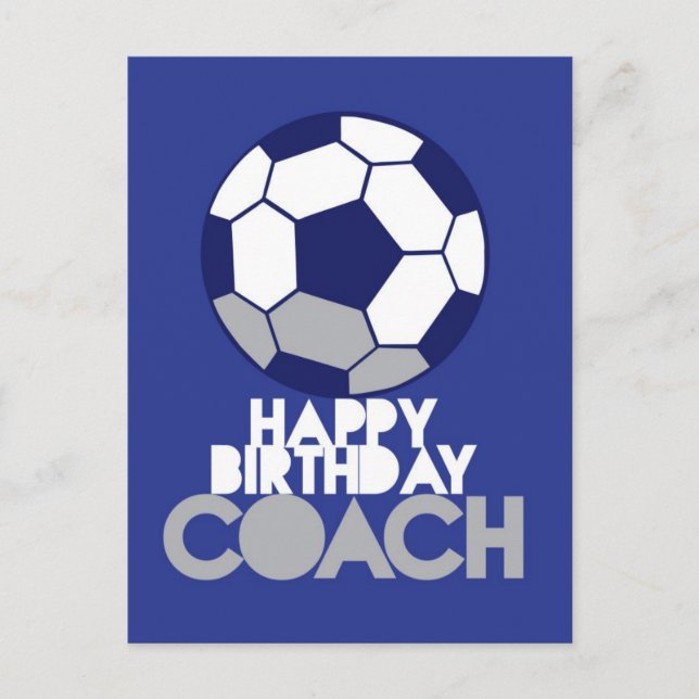 Happy Birthday COACH with soccer ball Postcard (Front)