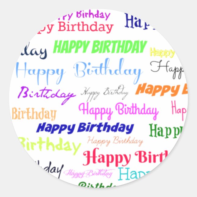 Happy Birthday Collage Classic Round Sticker (Front)