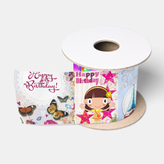 Happy Birthday collage Satin Ribbon
