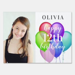 Happy Birthday Colorful Balloons Outdoor Yard Garden Sign