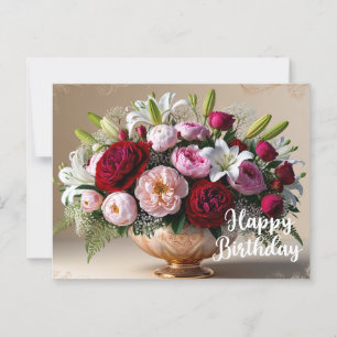 Happy Birthday Colorful Floral Bouquet Postcard