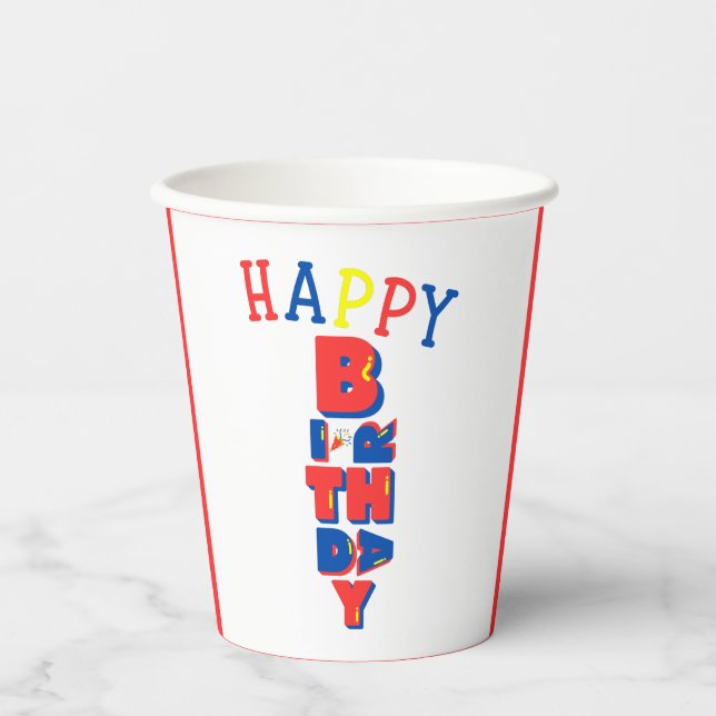Happy Birthday Colour Remix Paper Cups (Front)