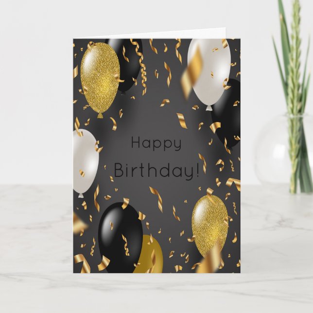 Happy Birthday - Coloured Balloons - Customise Card (Front)