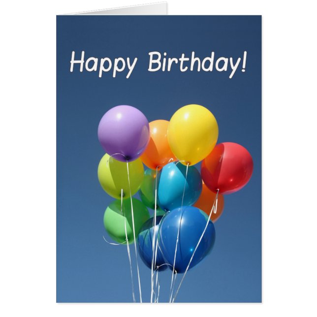 Happy Birthday Coloured Balloons in a blue Sky (Front)