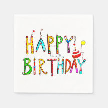 happy birthday  colourful acrylic  birthday logo