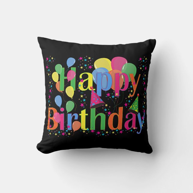 Happy Birthday, colourful and festive, Cushion (Front)