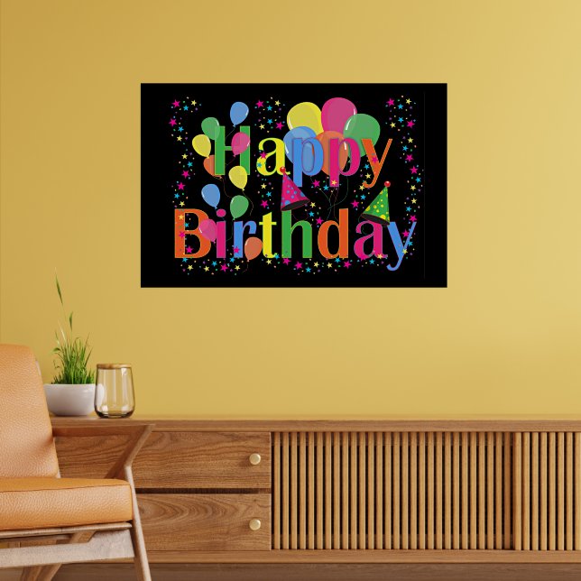 Happy Birthday, colourful and festive, Poster (Living Room 2)