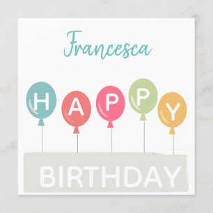 Happy Birthday colourful ballons custom name Invitation