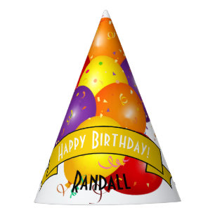 Happy Birthday Colourful Balloon Bundle Template Party Hat
