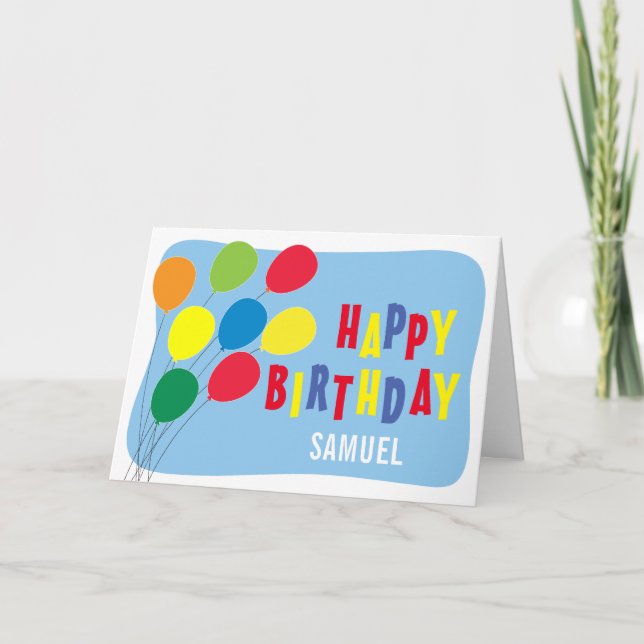 Happy Birthday Colourful Balloons Boys Birthday Card (Front)