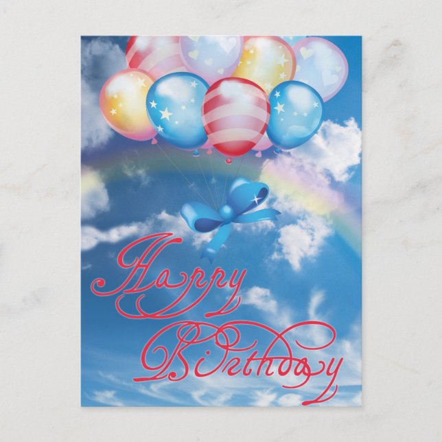 Happy birthday colourful balloons card (Front)