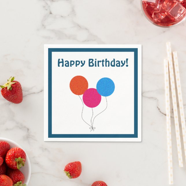 Happy Birthday Colourful Balloons Cartoon Napkin (Insitu)