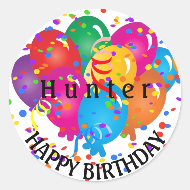 Happy Birthday Colourful Balloons Classic Round Sticker (Front)