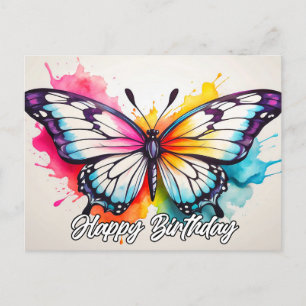 Happy Birthday Colourful Beautiful Butterfly Postcard