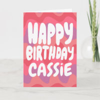 HAPPY BIRTHDAY Colourful Bight Pink Stripes CUSTOM