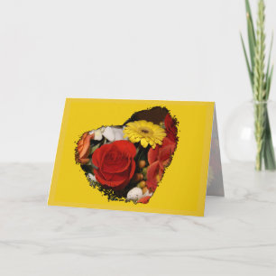 Happy Birthday Colourful Bouquet Heart Shape Card