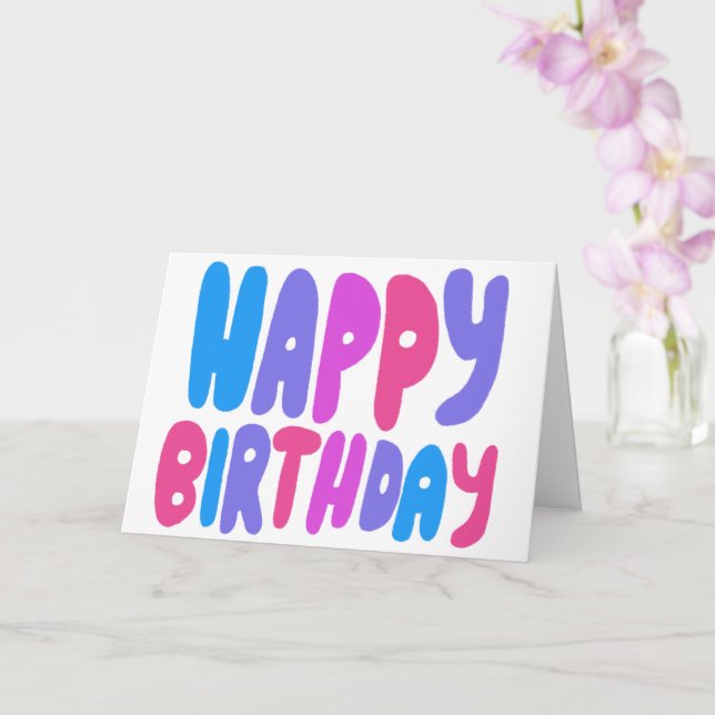 HAPPY BIRTHDAY Colourful Bubble Letters CUSTOM Bda Card (Orchid)