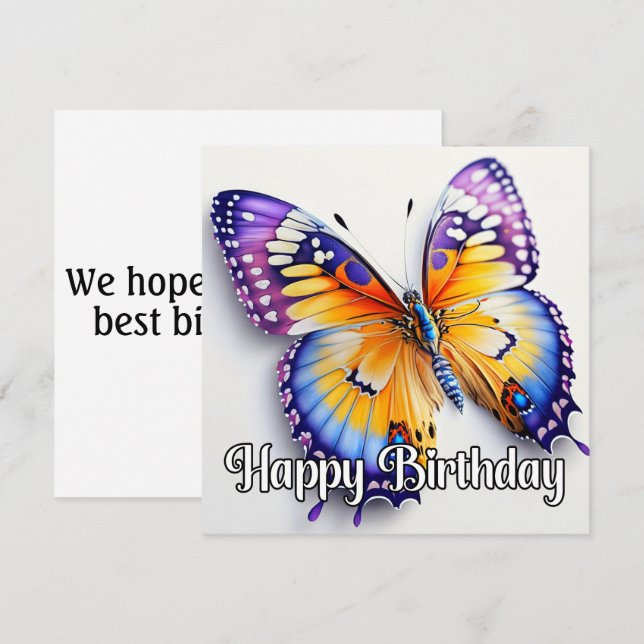 Happy Birthday Colourful Butterfly Artwork (Front/Back)