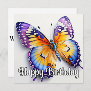 Happy Birthday Colourful Butterfly Artwork