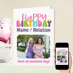 Happy Birthday Colourful Candles Cute Photo Card