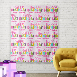 Happy Birthday Colourful Candles Personalised Tapestry