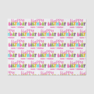 Happy Birthday Colourful Candles Personalised Tissue Paper