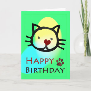 Happy Birthday Colourful Cats Paws Card