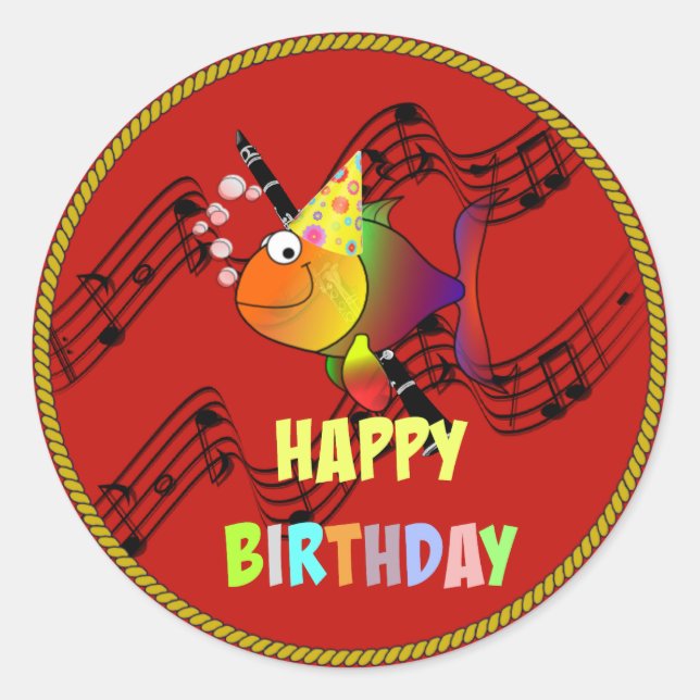 Happy Birthday, Colourful Celebration, Classic Round Sticker (Front)