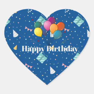 Happy Birthday, colourful celebration Heart Sticker