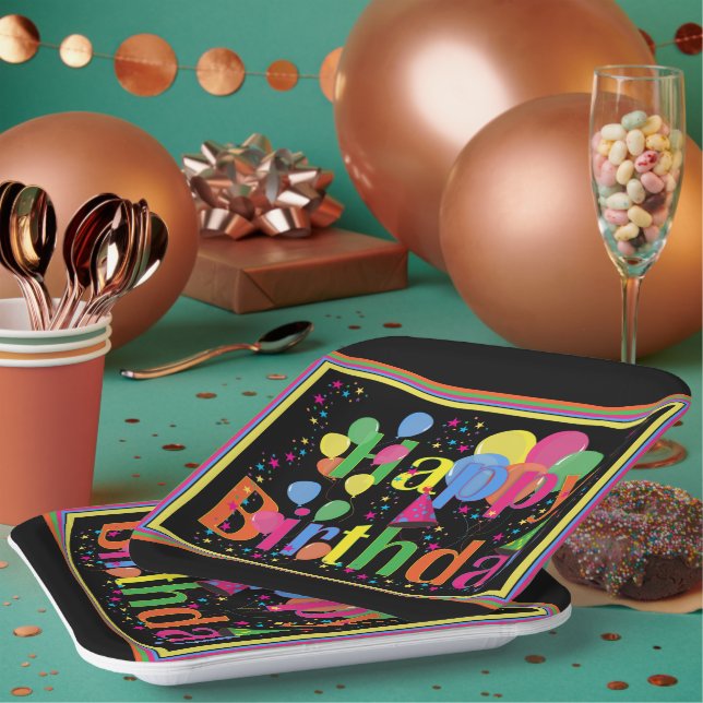 Happy Birthday Colourful Celebration Paper Plate (Multi)