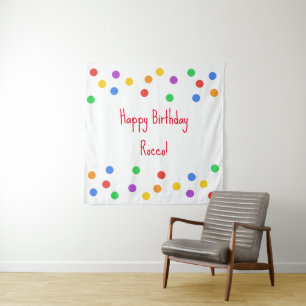 Happy Birthday Colourful Confetti Party Tapestry