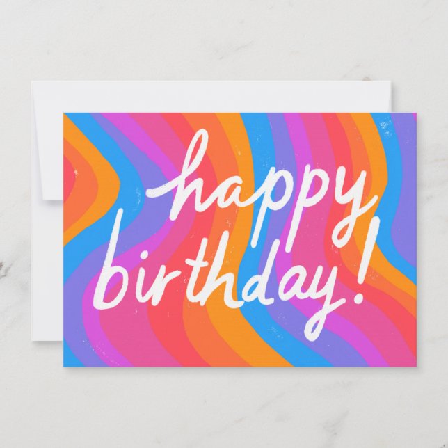 HAPPY BIRTHDAY Colourful Cool & Fun Stripes CUSTOM Card (Front)