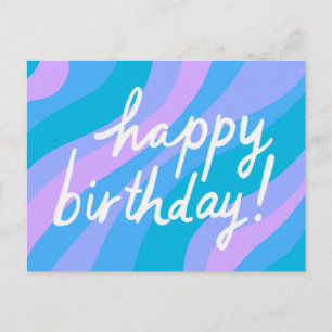 HAPPY BIRTHDAY Colourful Cool & Fun Stripes Postcard