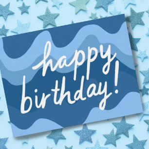 HAPPY BIRTHDAY Colourful Cool & Fun Wavy Stripes Postcard