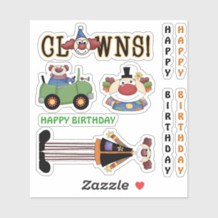 Happy Birthday colourful funny clowns
