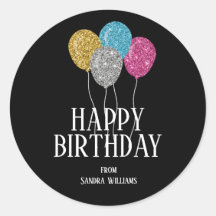 Happy Birthday Colourful Glitter Balloons Custom