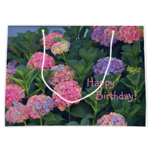 Happy Birthday Colourful Hydrangea Large Gift Bag