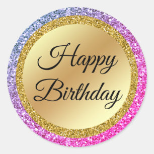 happy birthday,colourful  luxury background,custom classic round sticker