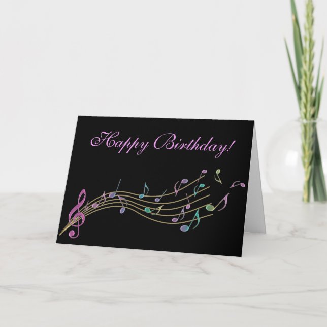Happy Birthday  Colourful Music Notes Card (Front)