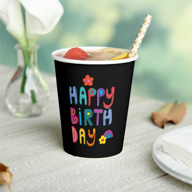 Happy Birthday Colourful  Paper Cups (Insitu)